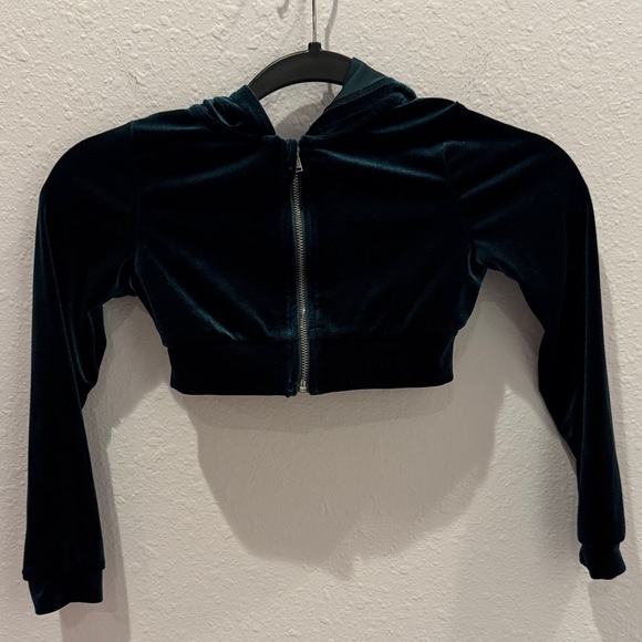 SHEIN Jackets & Blazers - Velvet Cropped Jacket - Dark Green